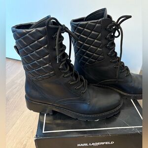 Karl Lagerfeld Black Combat Boots / Size 11 Womens